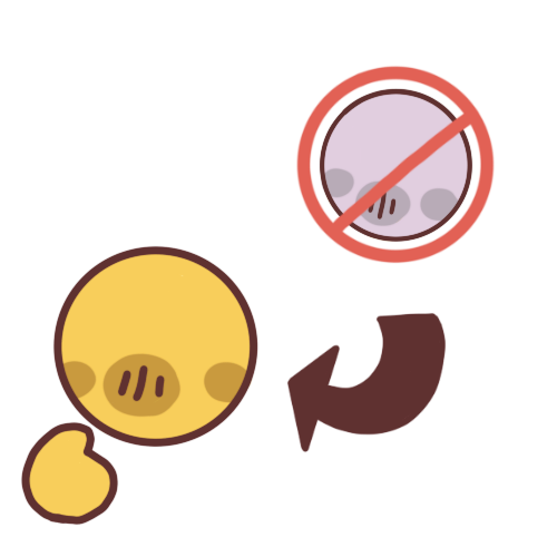  An emoji-yellow person pointing to themselves with an arrow going from a crossed out grey emoji person to them